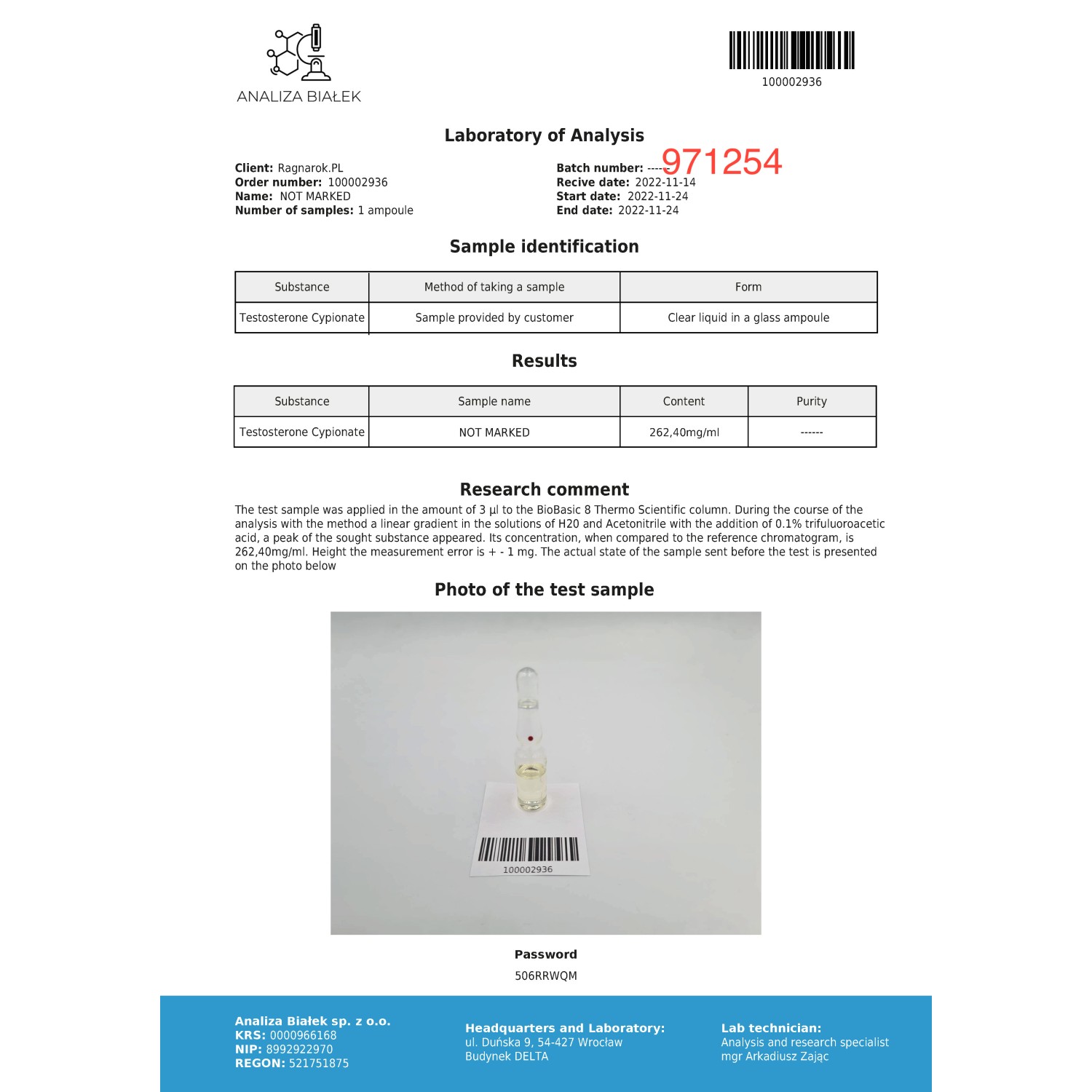 Cypilos 250 mg/ml (Testosterone Cypionate) 10ml vial