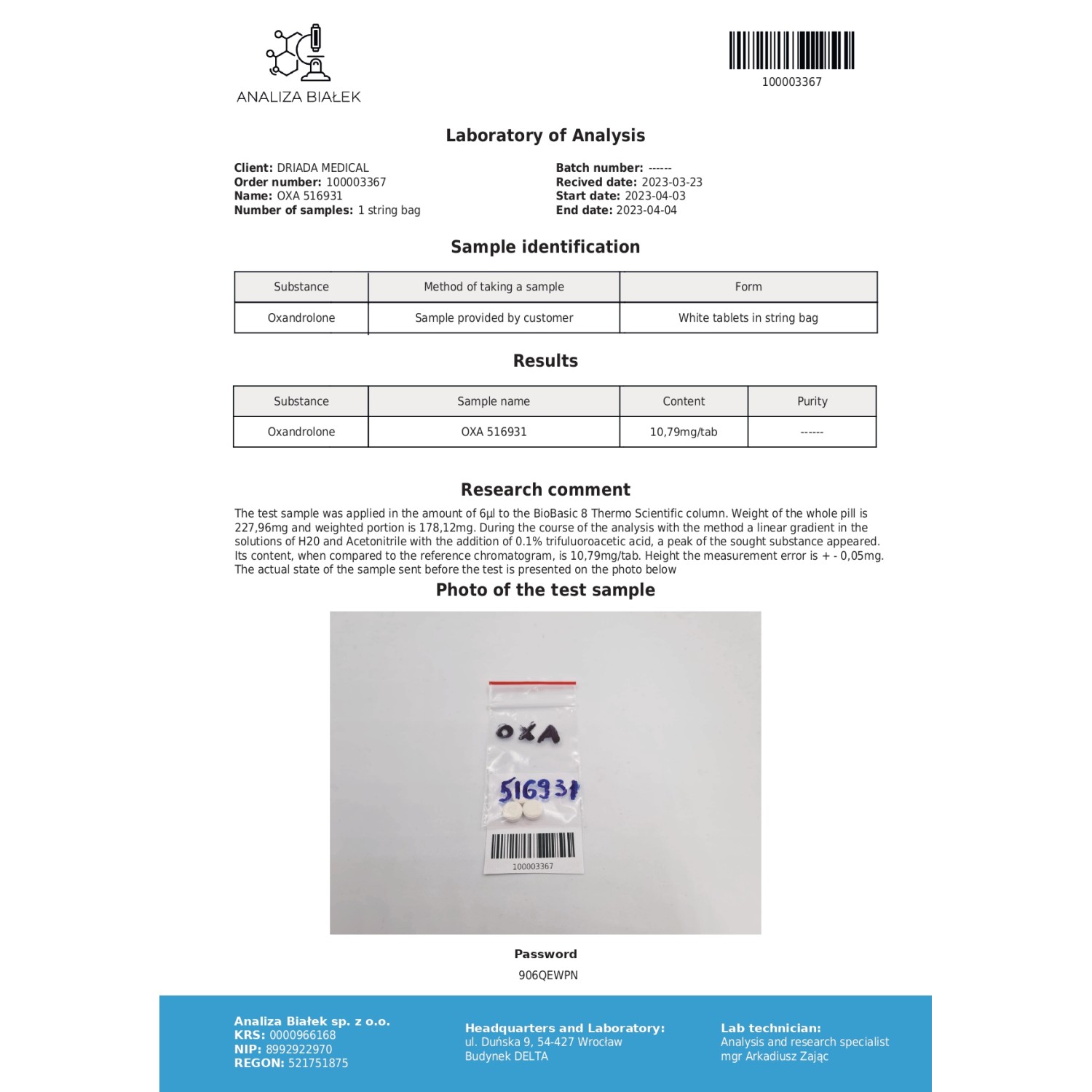 Anavaros 10mg (Oxandrolone)