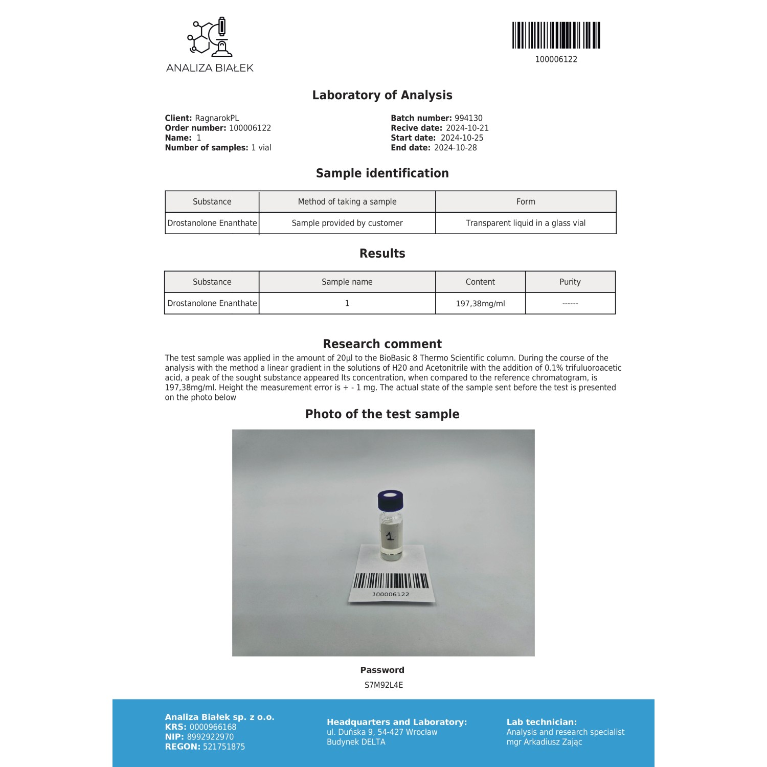 Drostargos 200 mg/ml (Drostanolone Enanthate)
