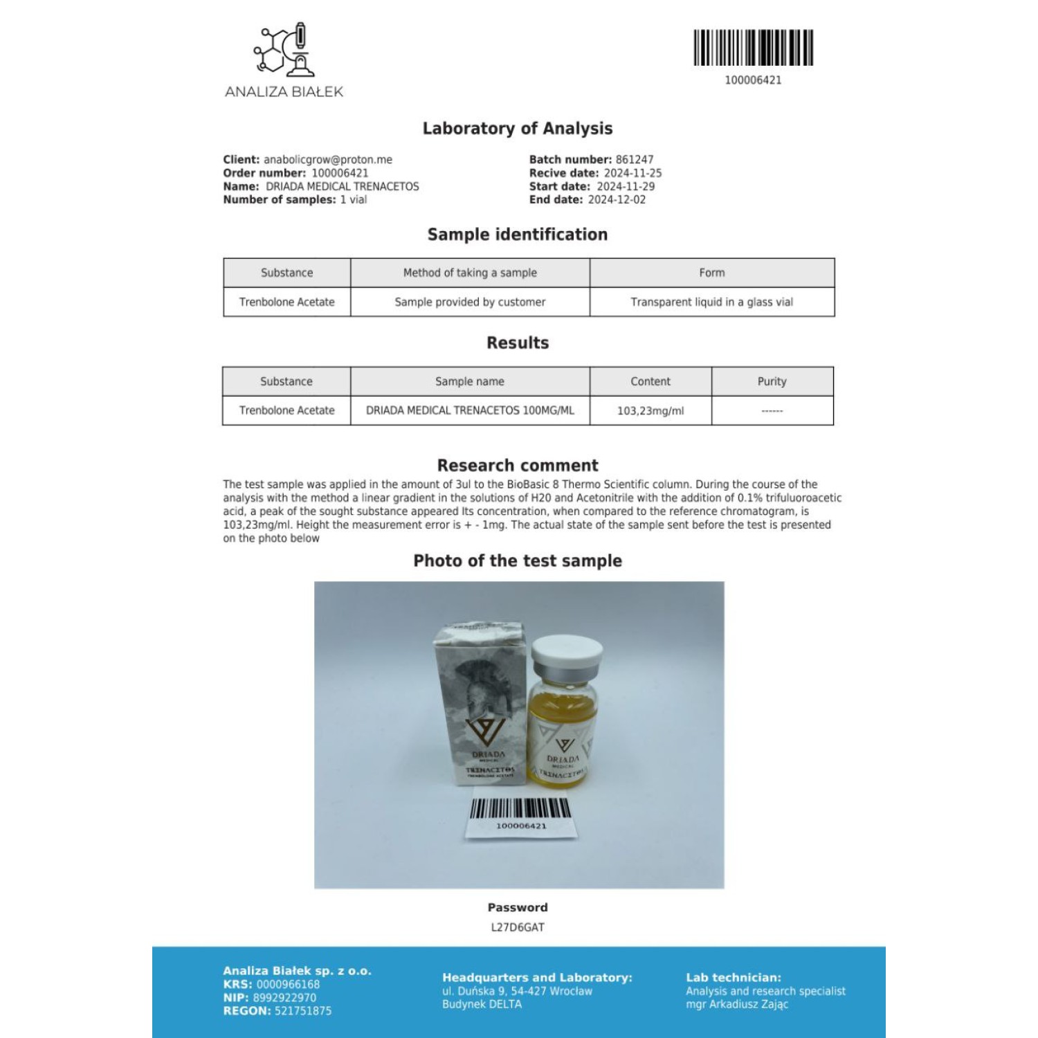 Trenacetos 100 mg/ml (Trenbolone Acetate) 10ml vial