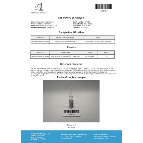 Andriolos 250 mg/ml (Testosterone Undecanoate) 10ml vial