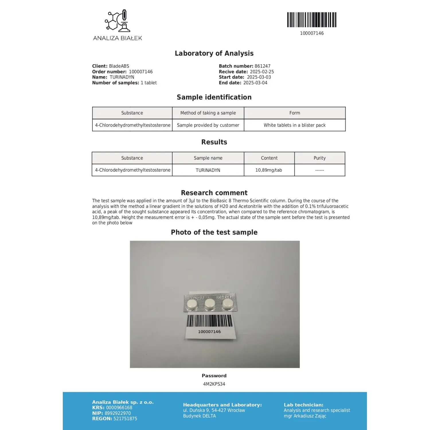 Turinadyn 10 mg (Turinabol) Turinadyn 10 mg (Turinabol)