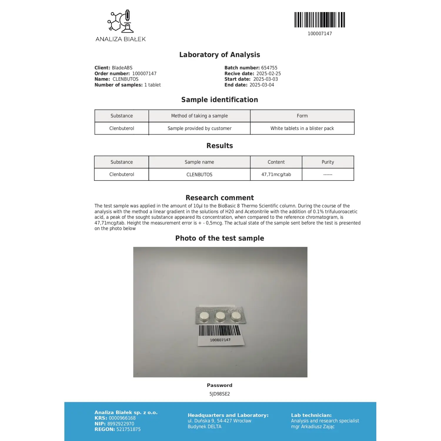 Clenbutos 40 mcg (Clenbuterol) Clenbutos 40 mcg (Clenbuterol)