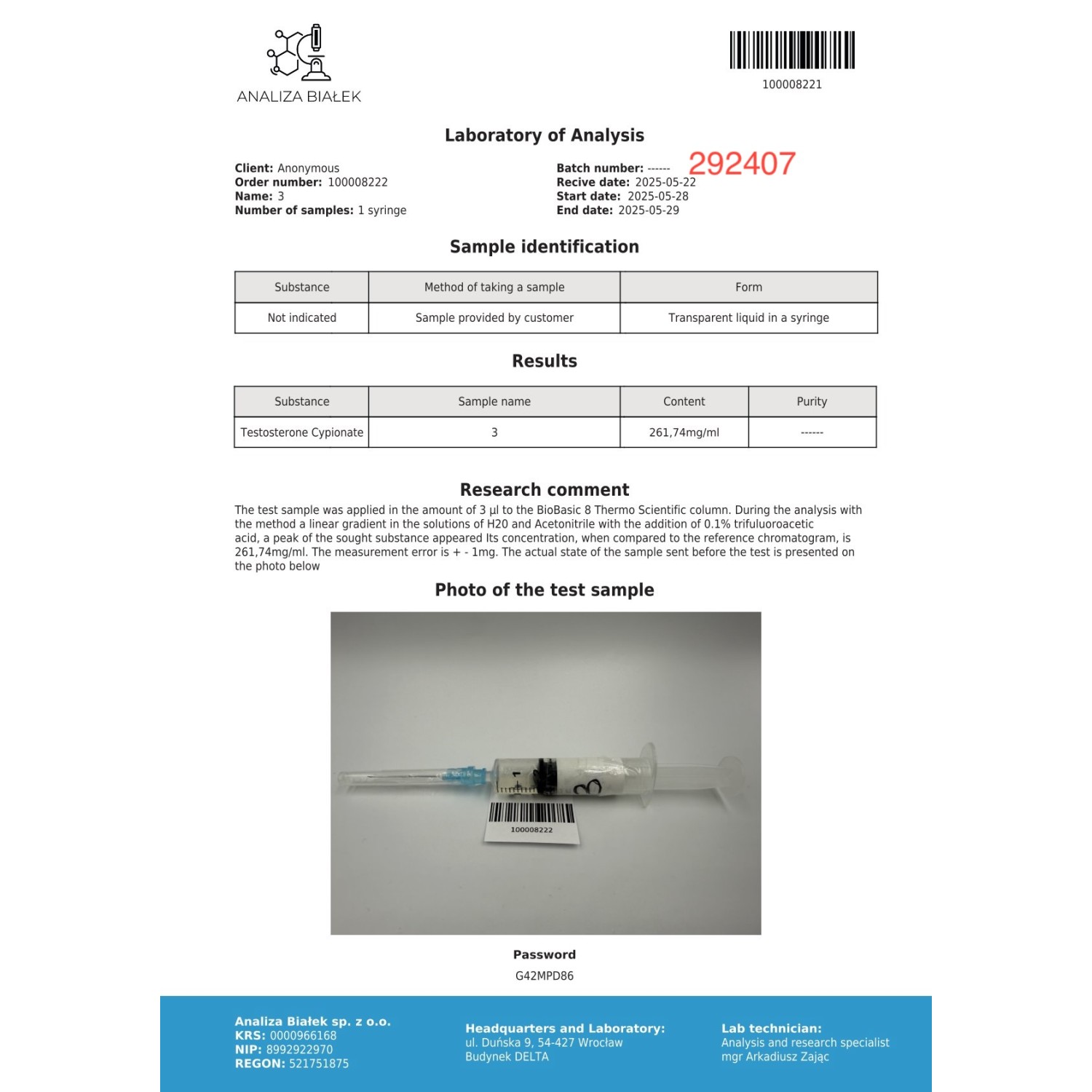 Cypilos 250 mg/ml (Testosterone Cypionate) 10ml vial