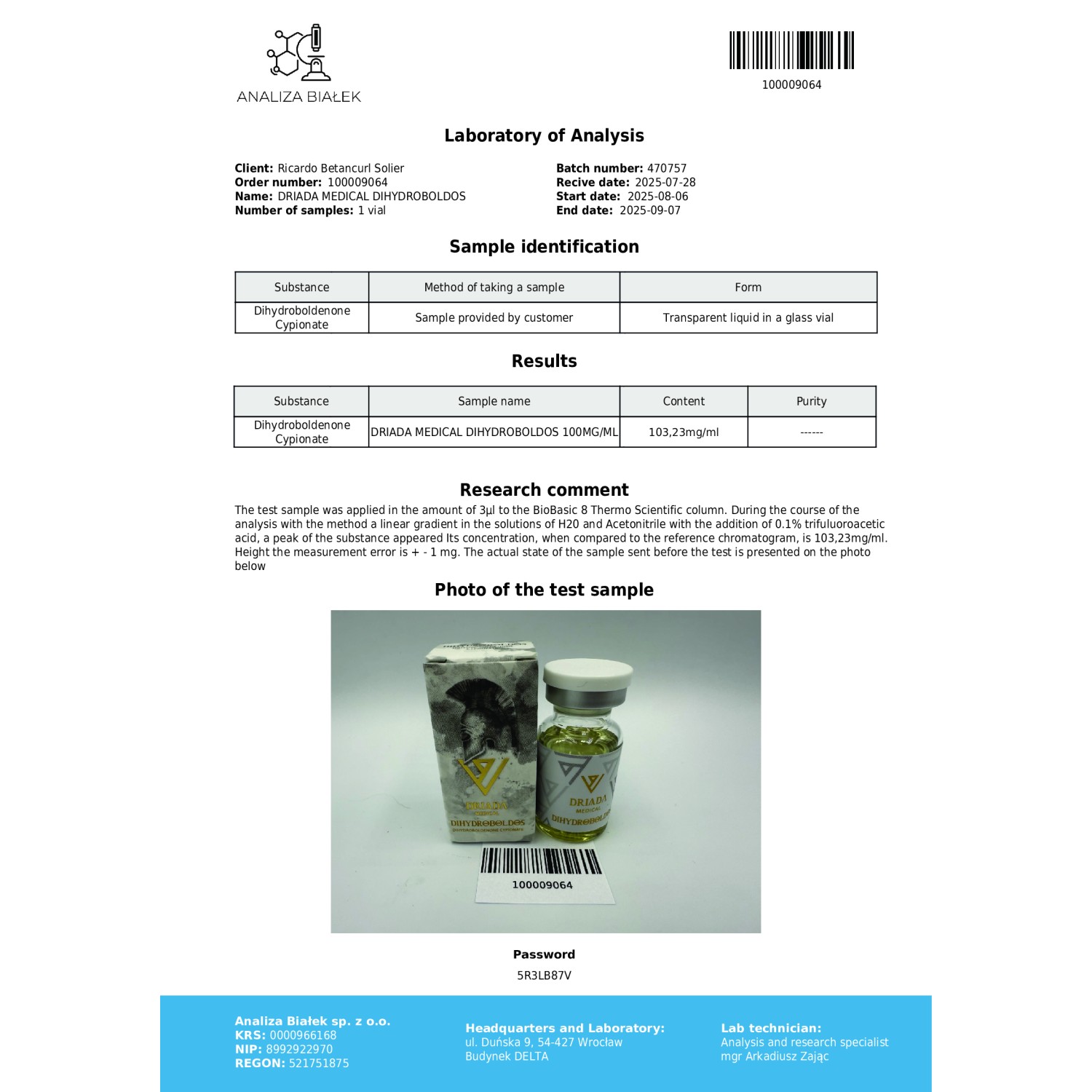 Dihydroboldos 100 mg/ml (Dihydroboldenone Cypionate) 10ml vial Dihydroboldos 100 mg/ml (Dihydroboldenone Cypionate) 10ml vial