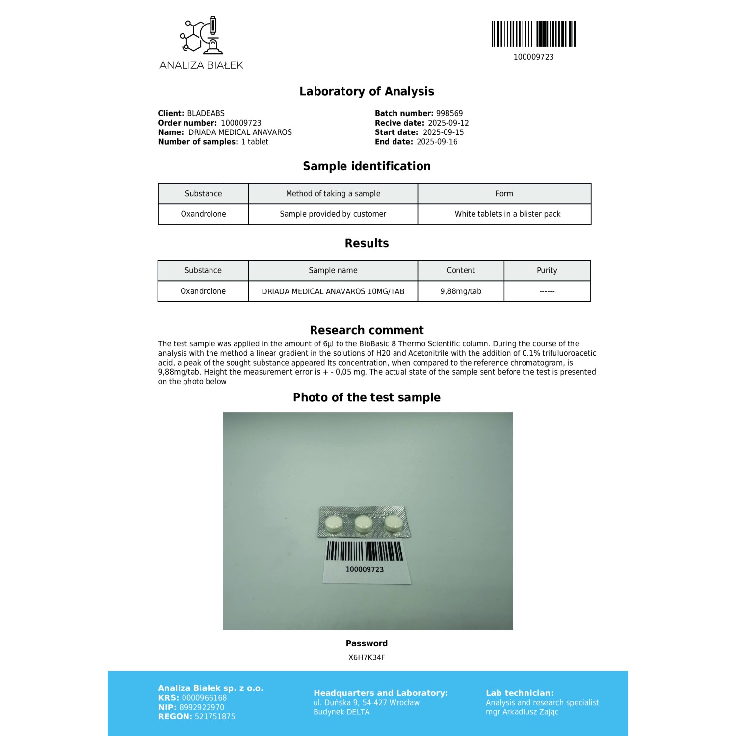 Anavaros 10mg (Oxandrolone)