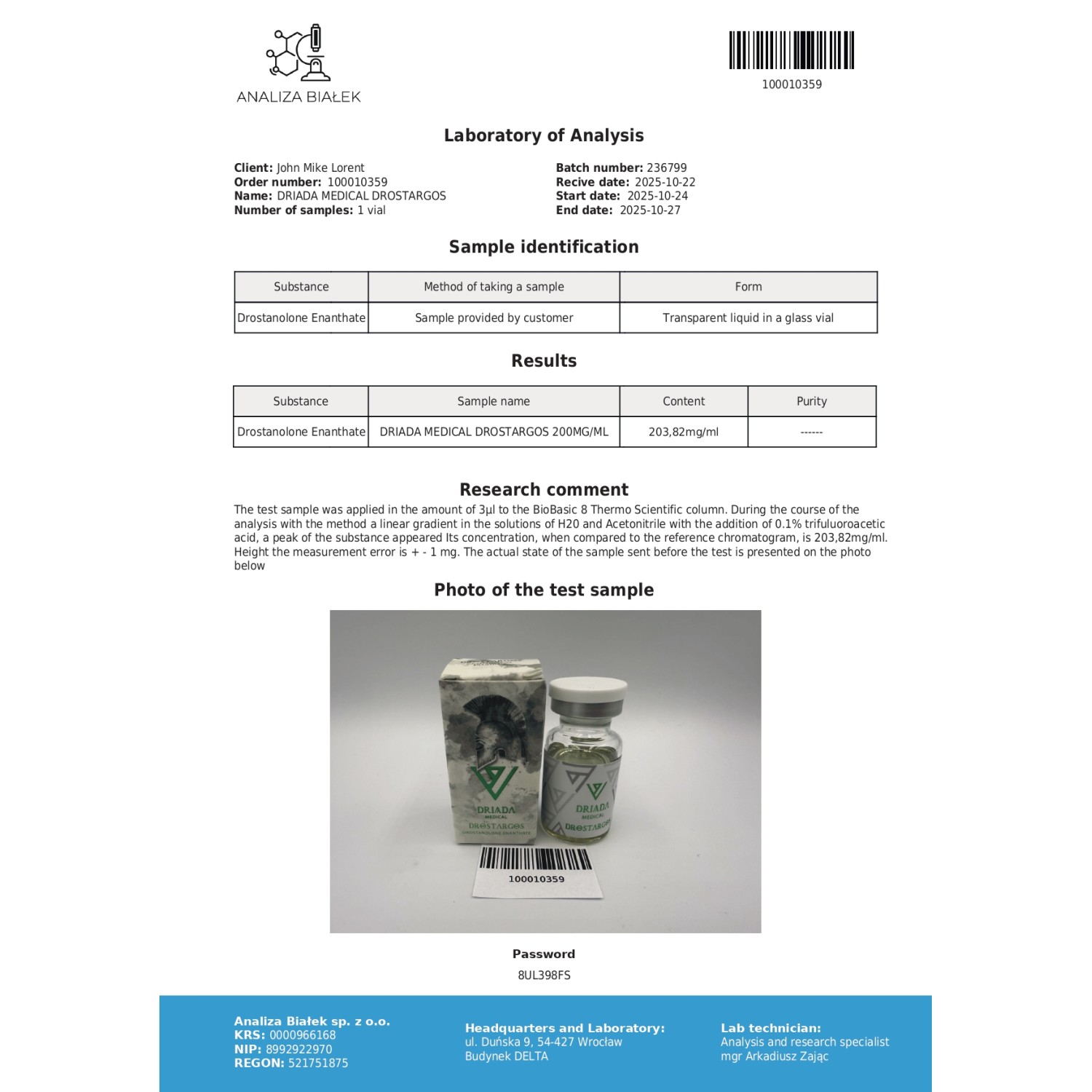 Drostargos 200 mg/ml (Drostanolone Enanthate)