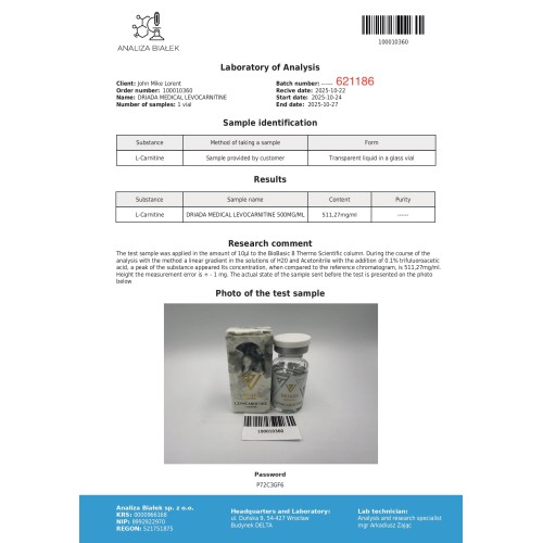 Levocarnitine 500 mg/ml (L-carnitine) 10ml vial