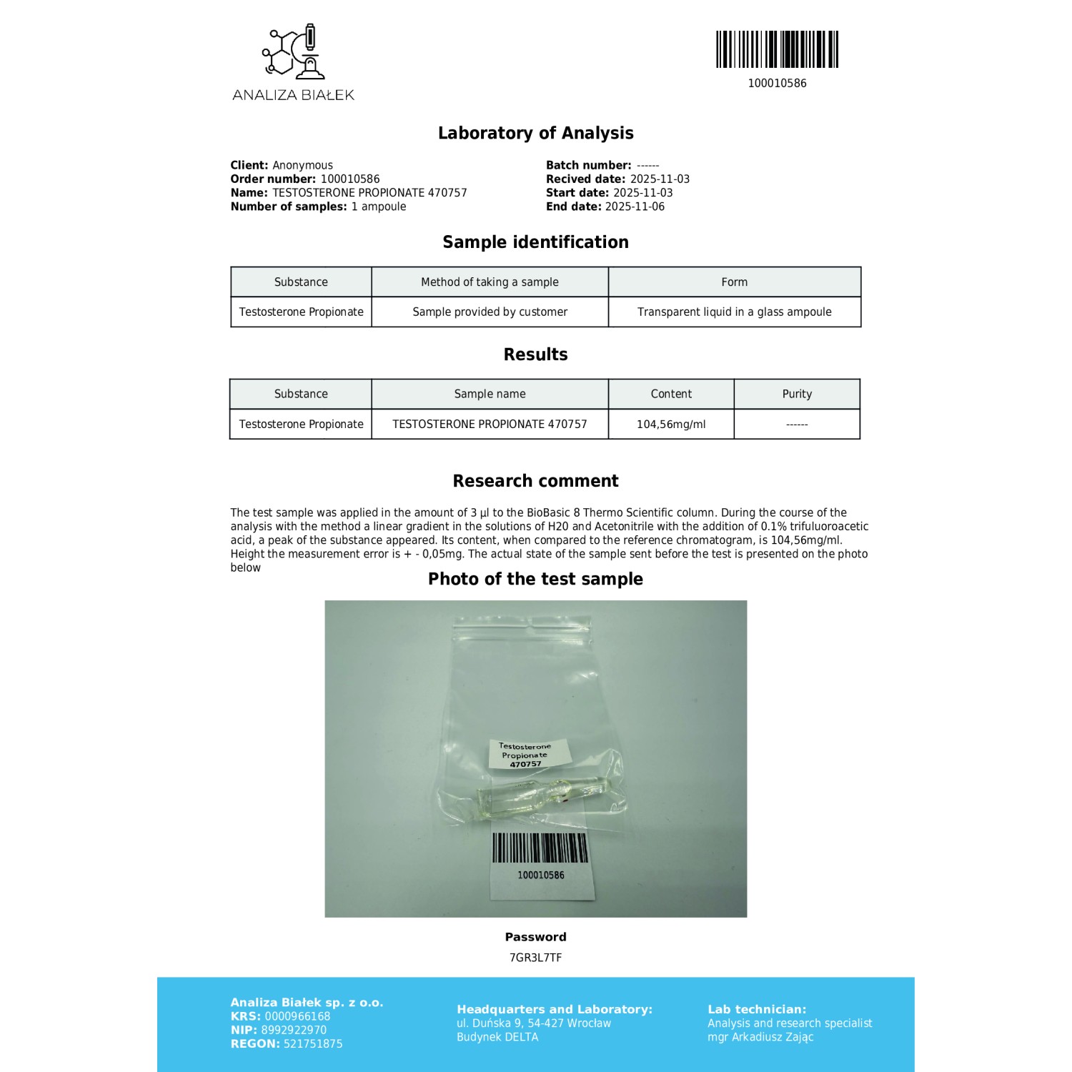 Propios 100 mg/ml (Testosterone Propionate)