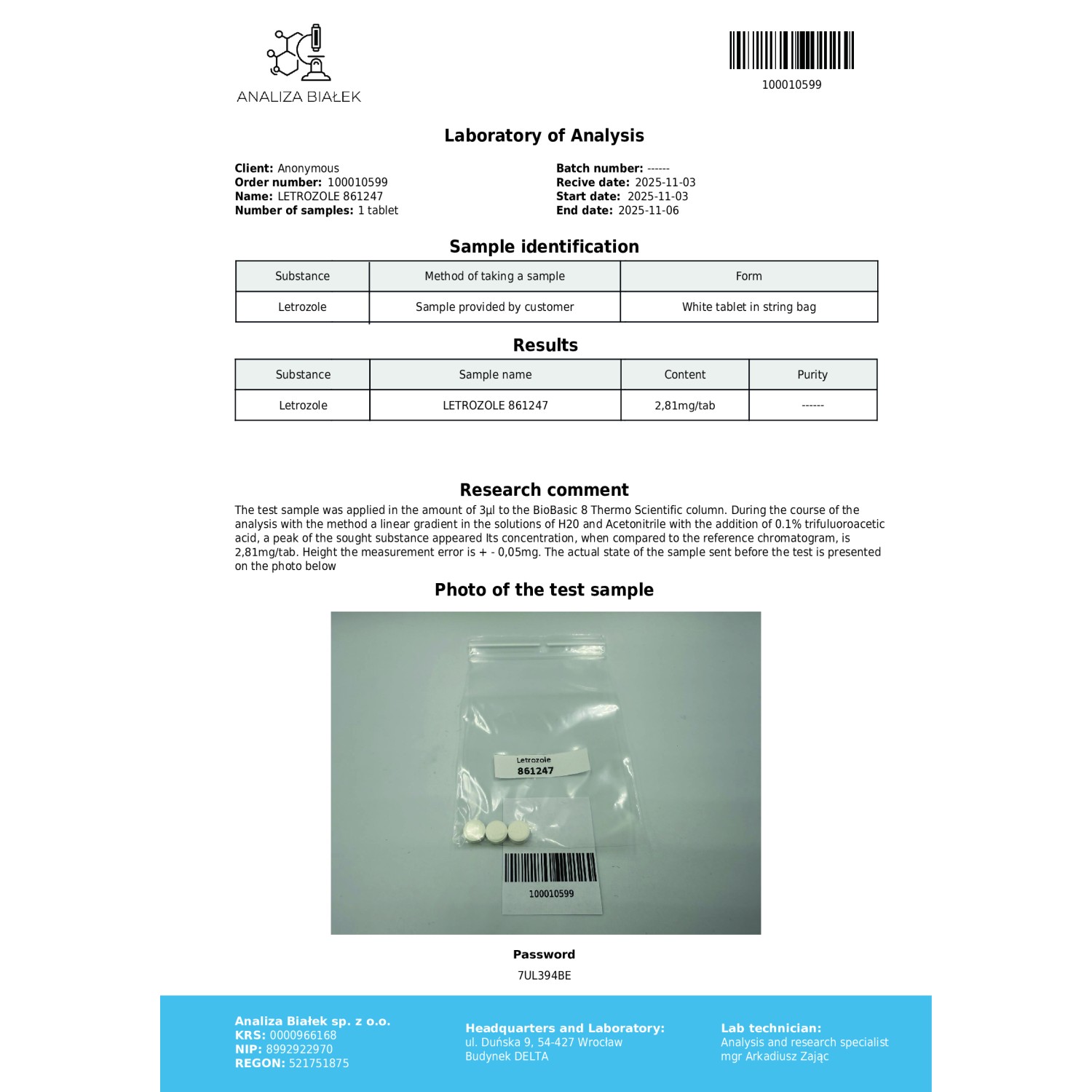 Femaralyn 2.5 mg (Letrozole)