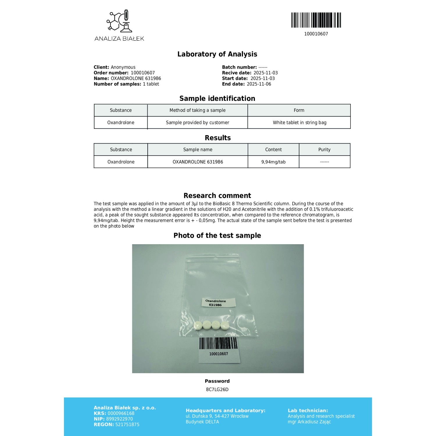 Anavaros 10mg (Oxandrolone)