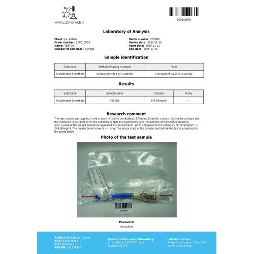 Testos 250 mg/ml (Testosterone Enanthate) 10ml vial