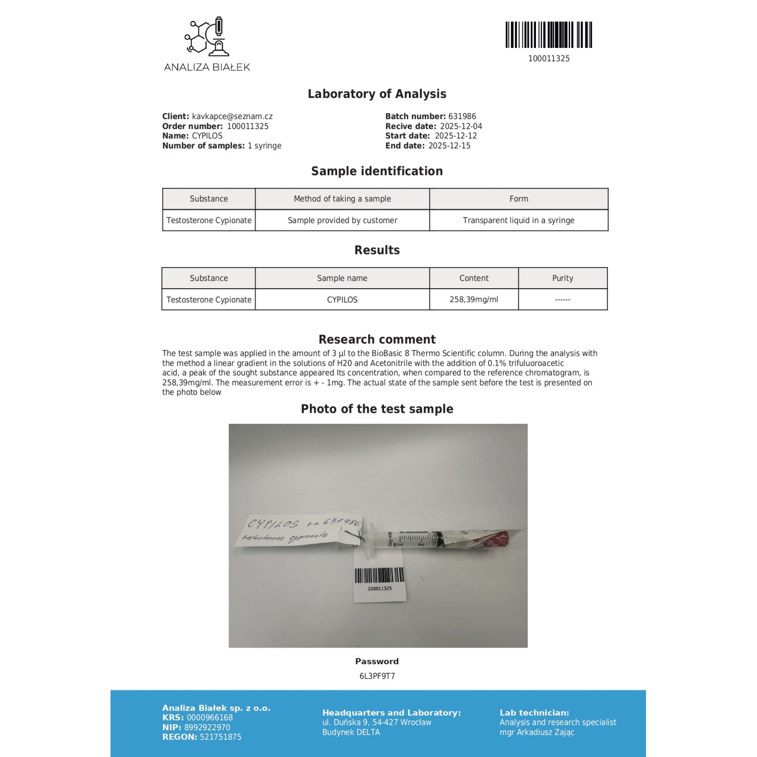 Cypilos 250 mg/ml (Testosterone Cypionate) 10ml vial