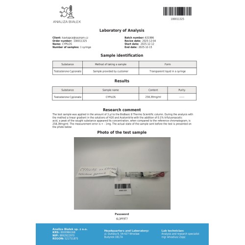Cypilos 250 mg/ml (Testosterone Cypionate) 10ml vial