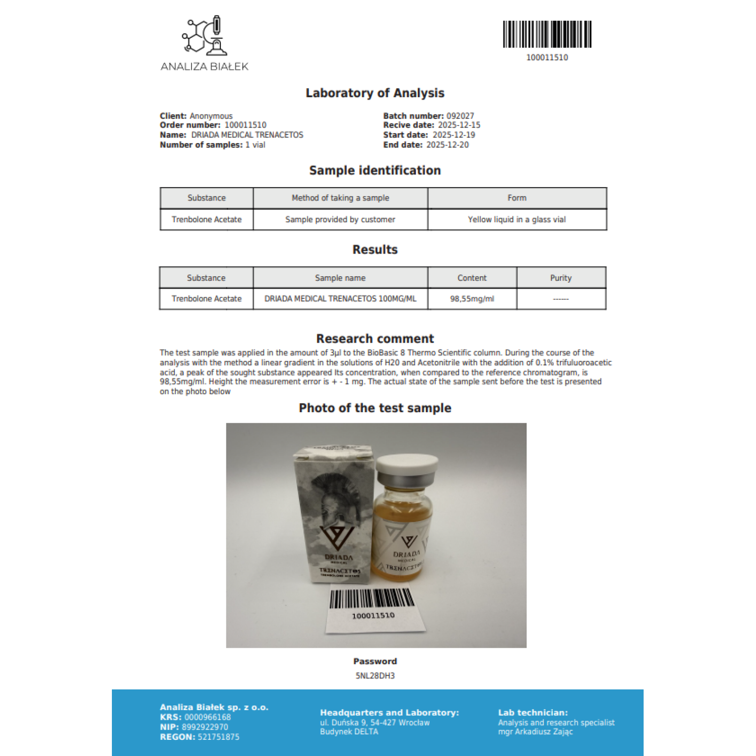 Trenacetos 100 mg/ml (Trenbolone Acetate)