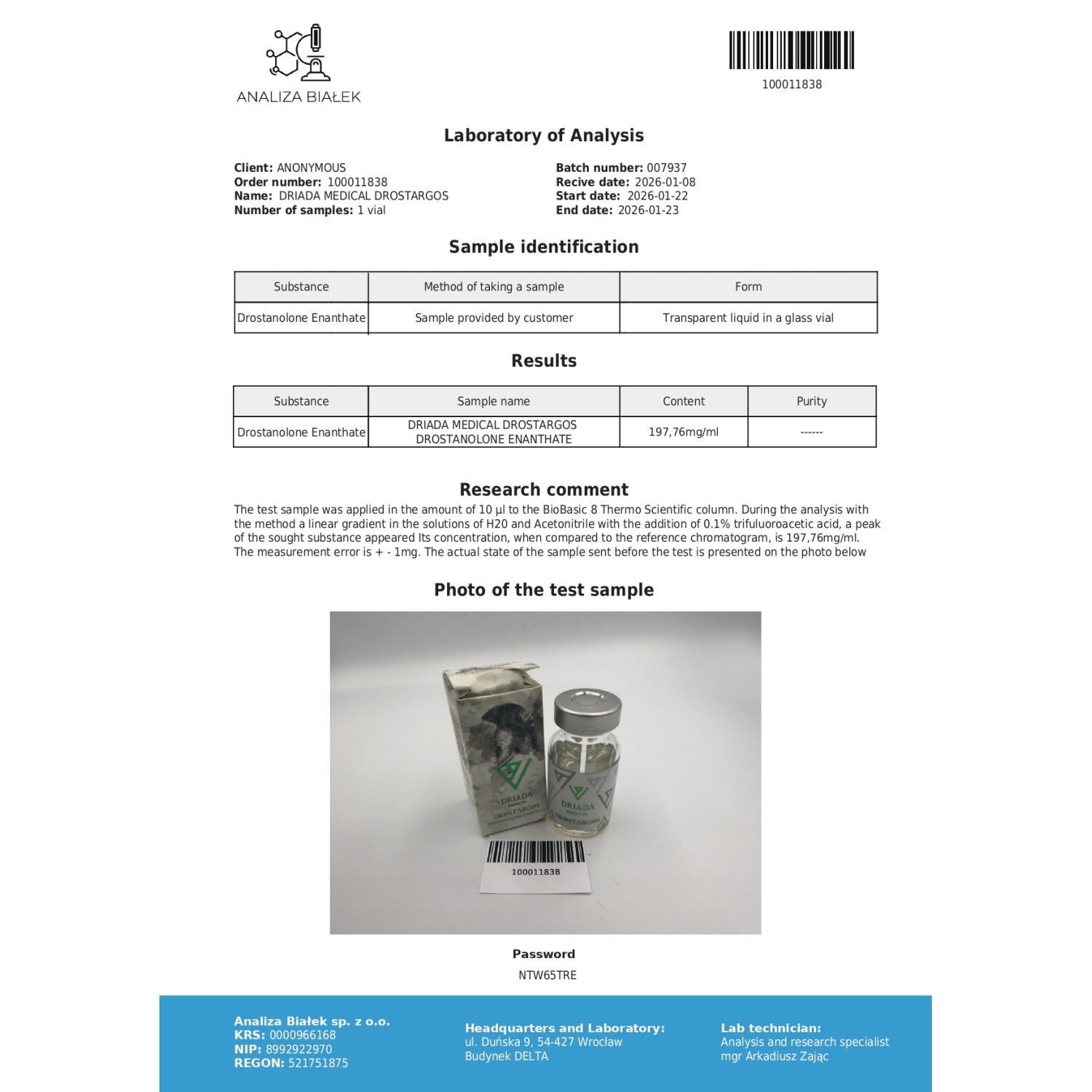 Drostargos 200 mg/ml (Drostanolone Enanthate)