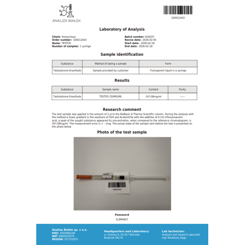 Testos 250 mg/ml (Testosterone Enanthate) 10ml vial
