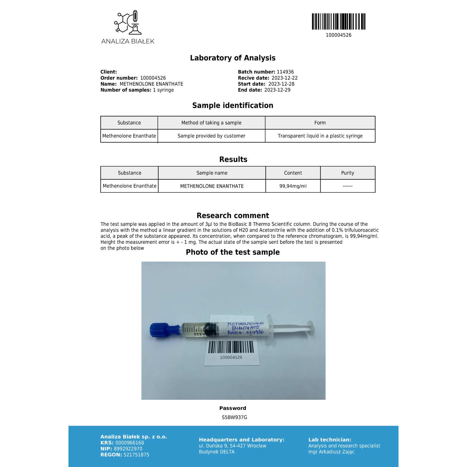Primos 100 mg/ml (Methenolone Enanthate)