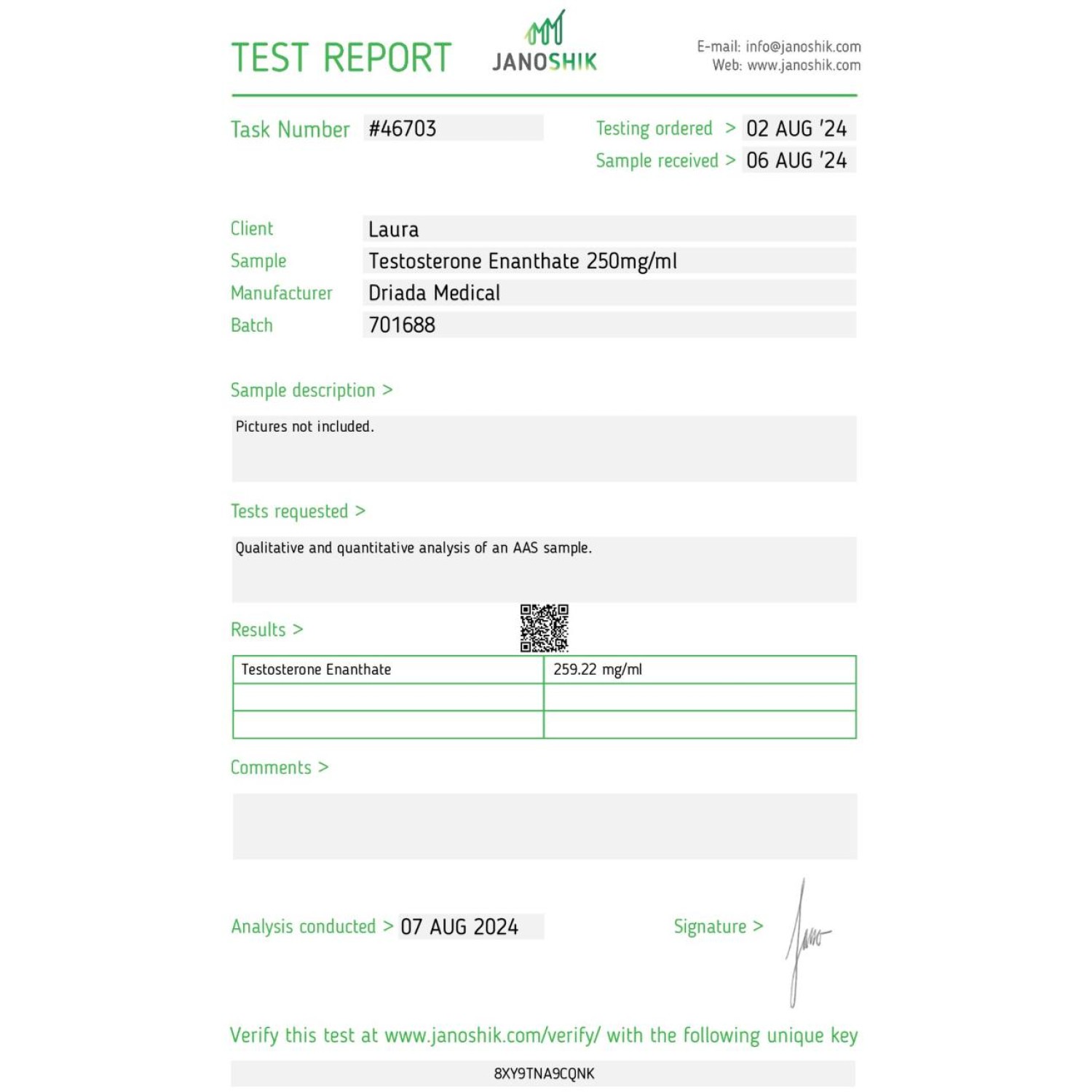 Testos 250 mg/ml (Testosterone Enanthate) 10ml vial