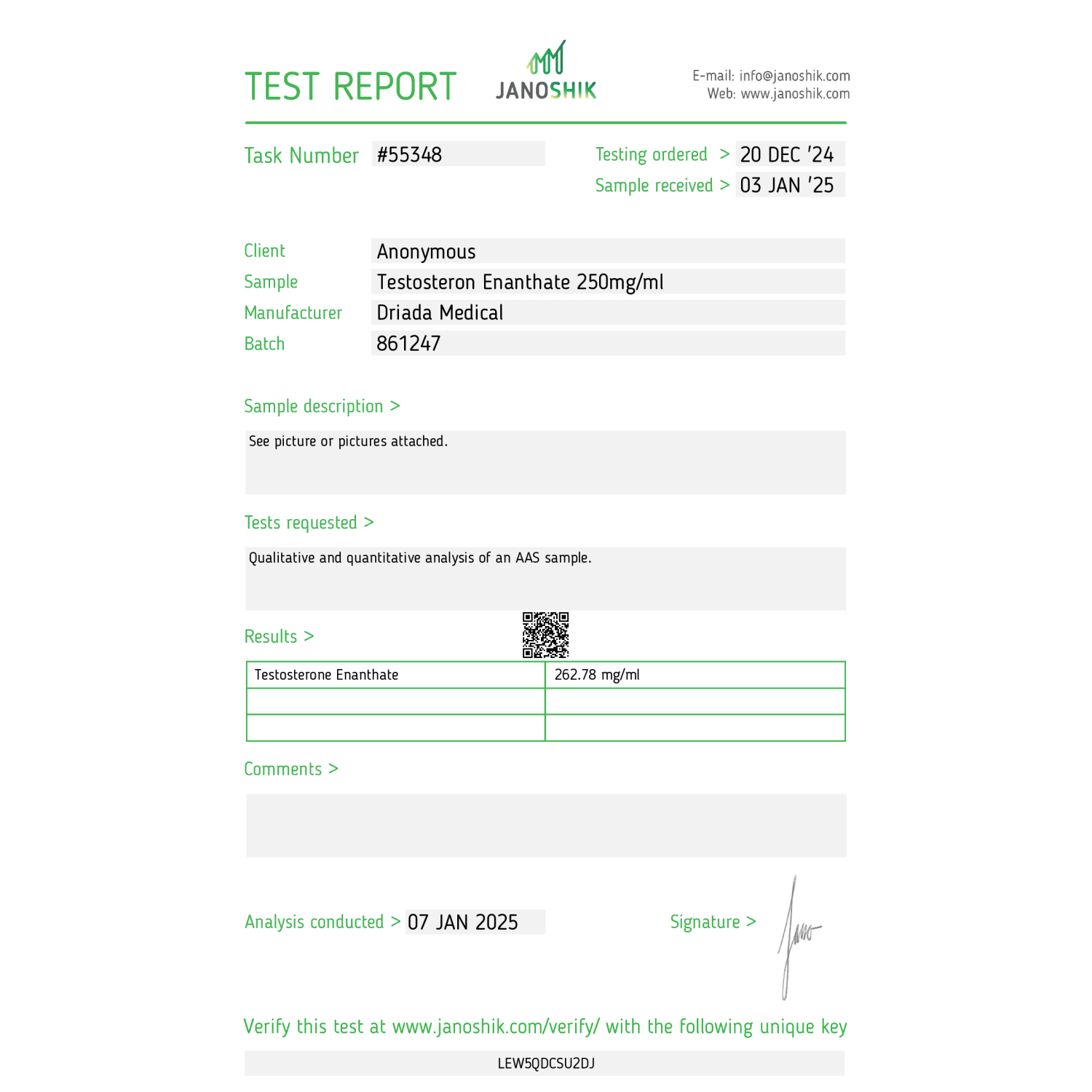 Testos 250 mg/ml (Testosterone Enanthate) 10ml vial