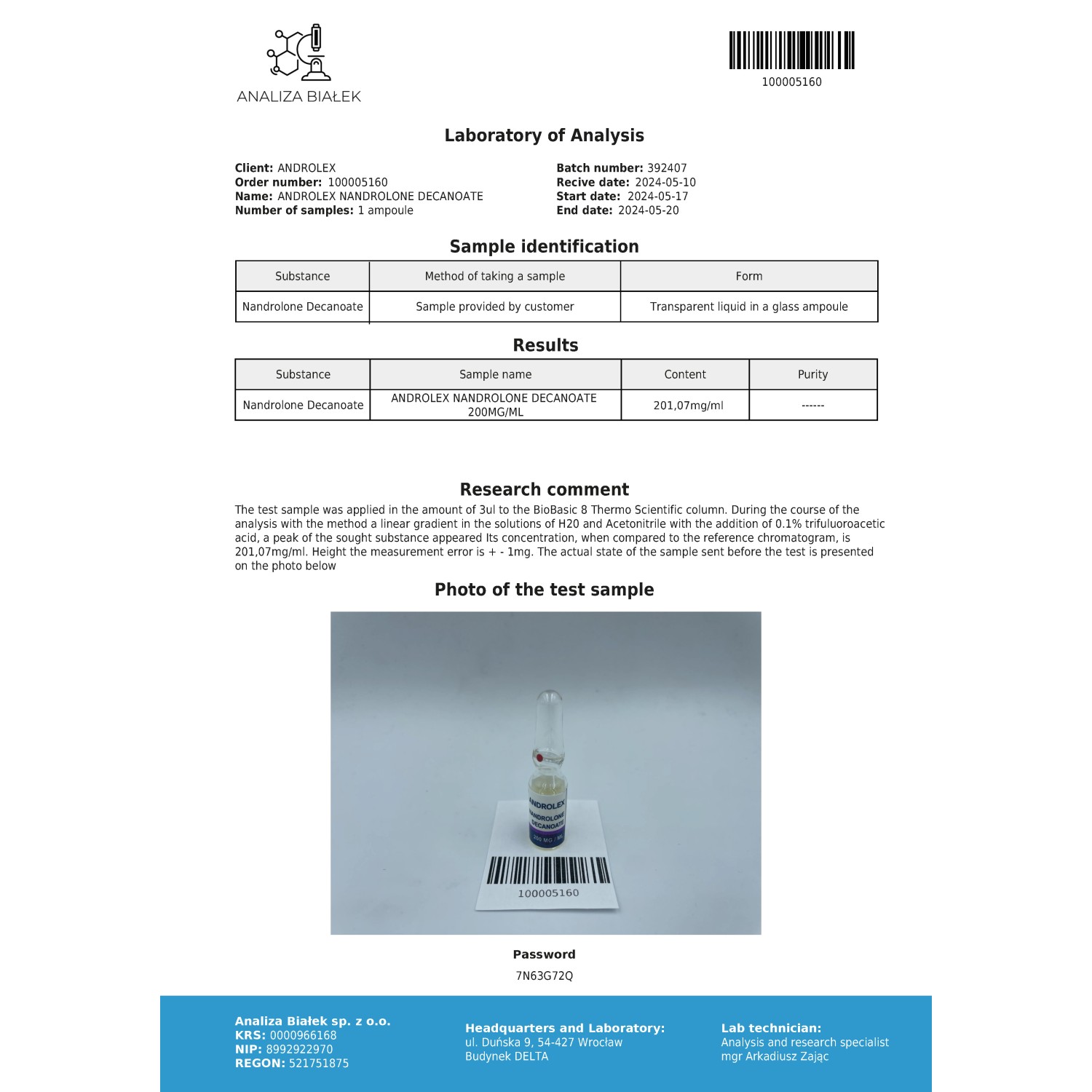 Nandrolone decanoate Vial