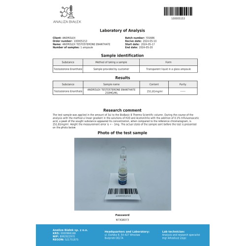 Androlex Testosterone enanthate 250 mg/ml Ampoules