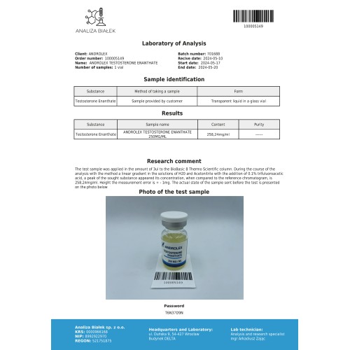 Androlex Testosterone enanthate 250 mg/ml Ampoules