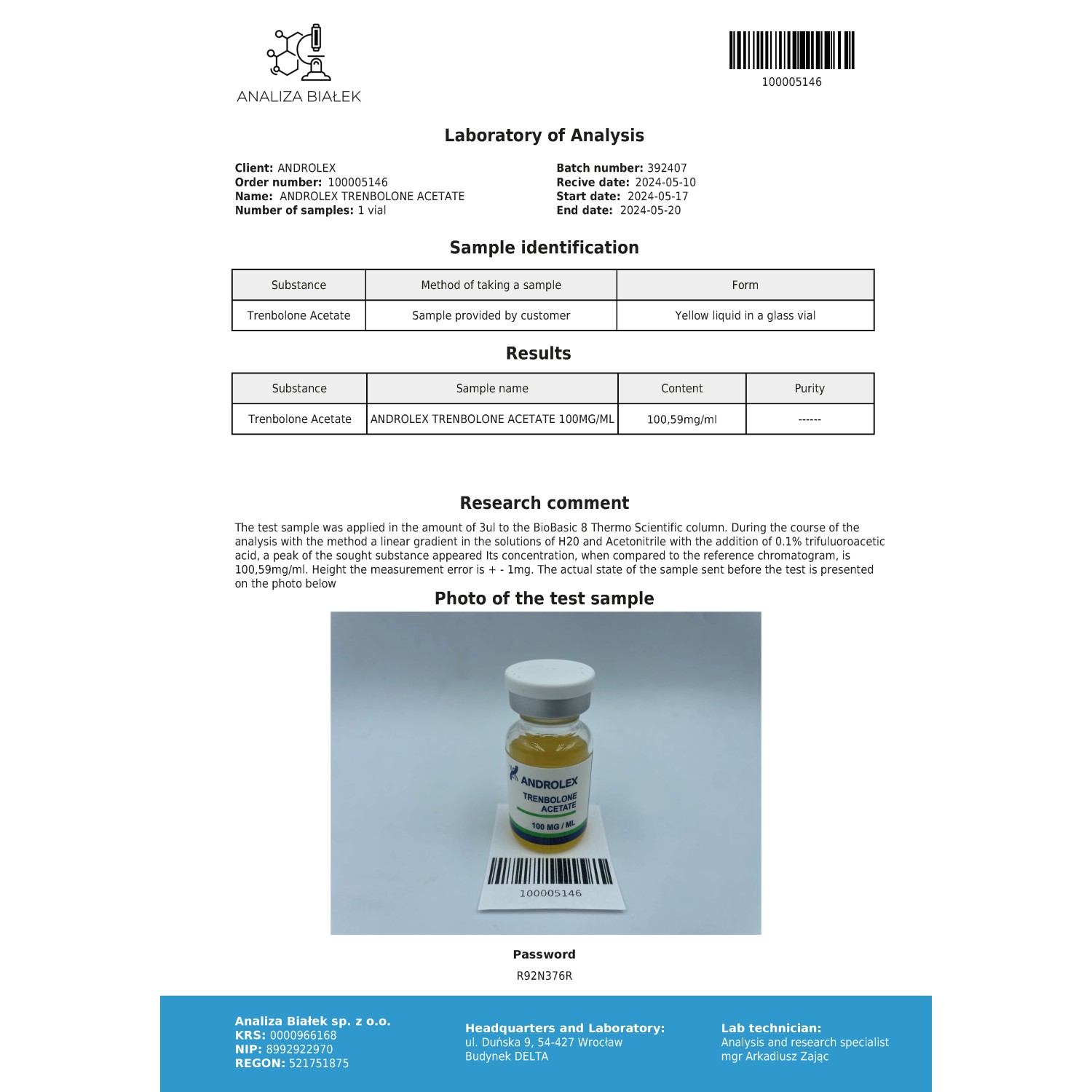 Trenbolone acetate Vial