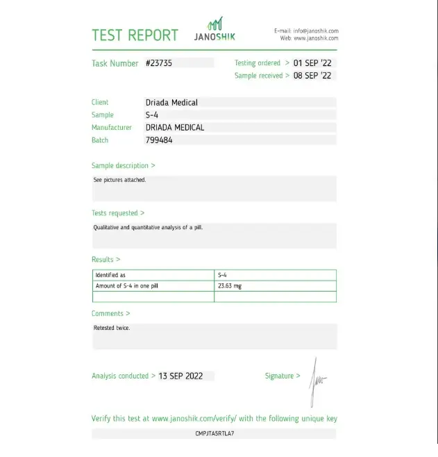 Andarine (S4) - Lab Test (Batch #23735 ) - Sep 2022