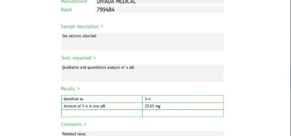 Andarine (S4) - Lab Test (Batch #23735 ) - Sep 2022 Andarine (S4) - Lab Test (Batch #23735 ) - Sep 2022