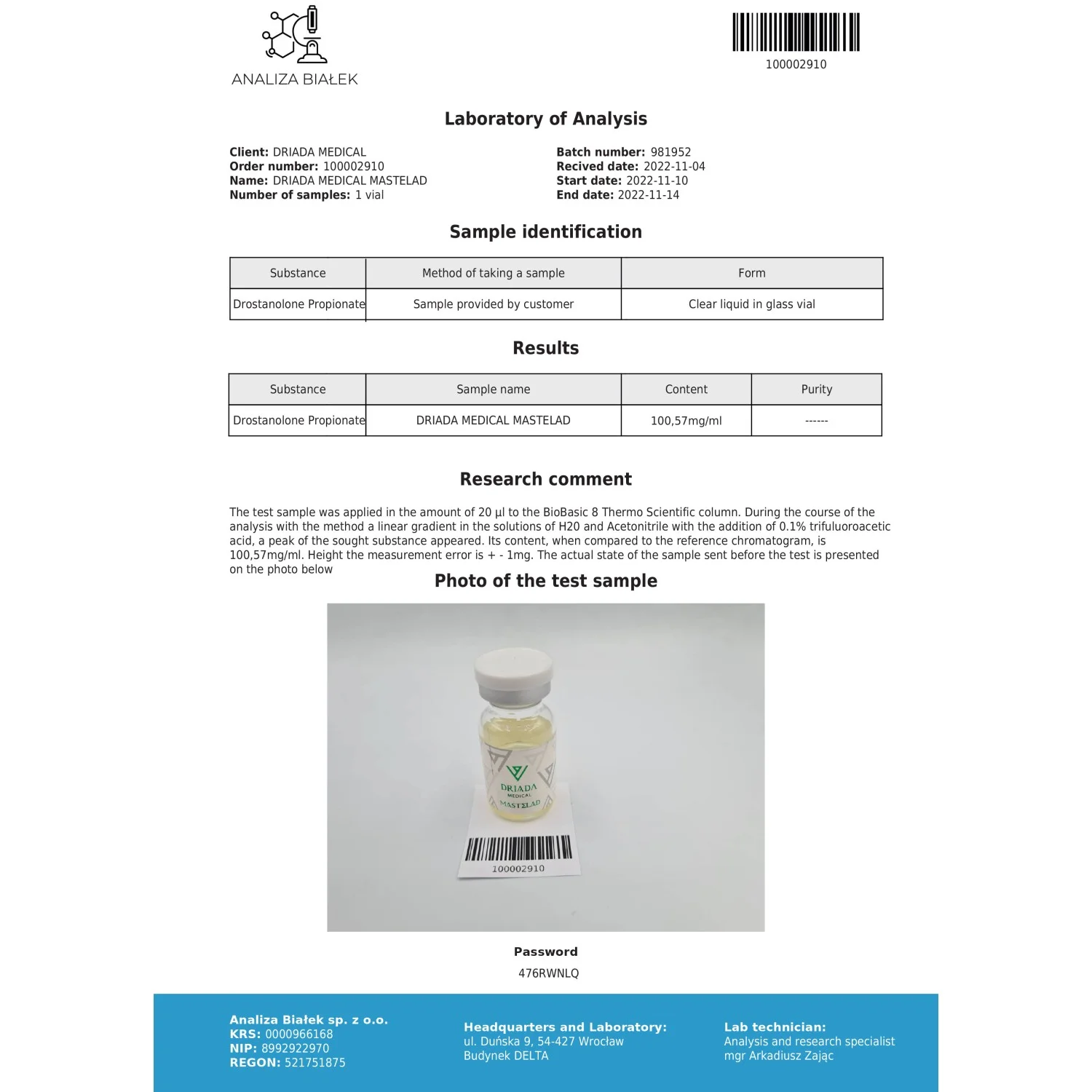 Mastelad 100 mg/ml (Drostanolone Propionate) 10ml vial Mastelad 100 mg/ml (Drostanolone Propionate) 10ml vial