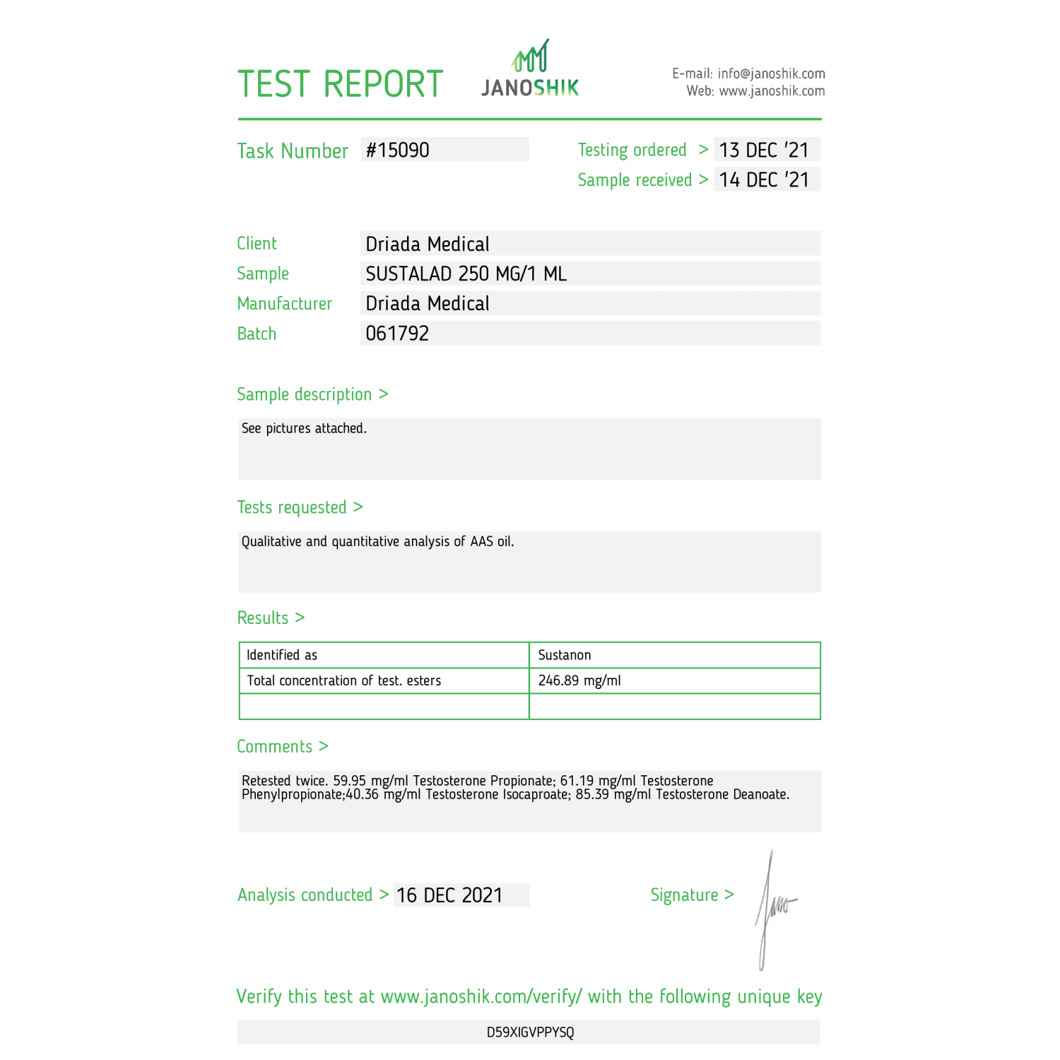 Sustalad 250 mg/ml (Sustanon) 10ml Vials