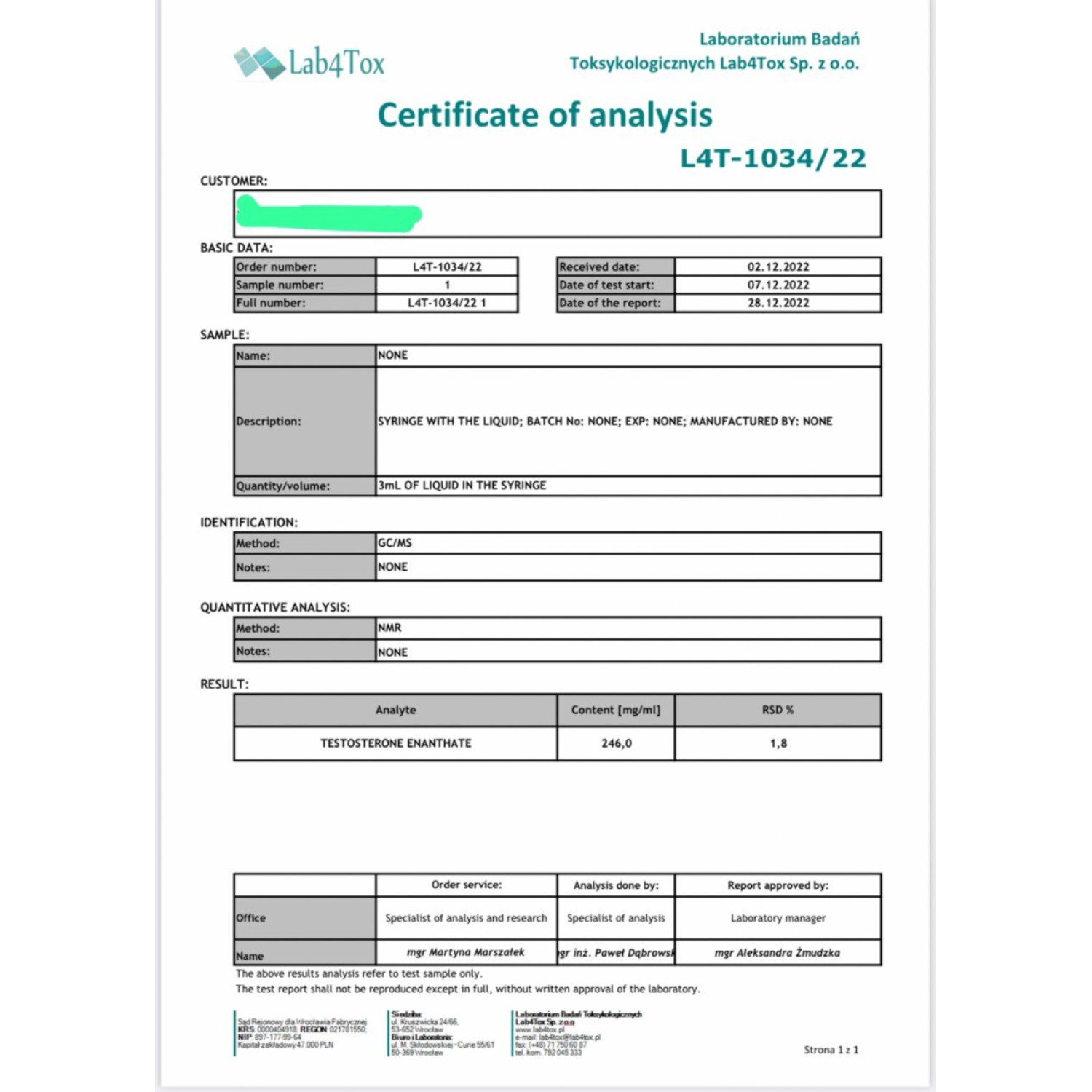 Testos 250 mg/ml (Testosterone Enanthate) 10ml vial