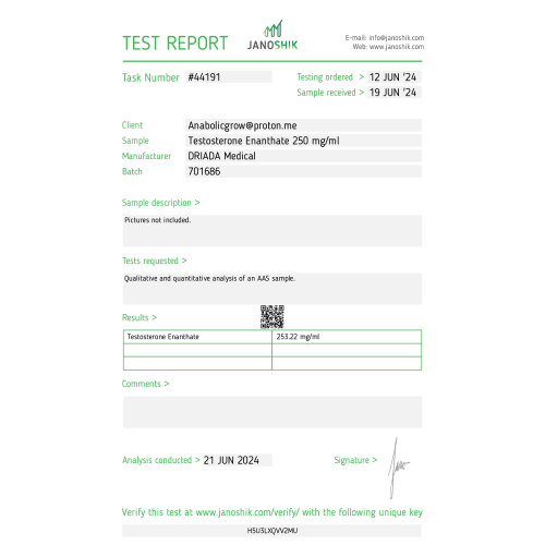 Testos 250 mg/ml (Testosterone Enanthate) 10ml vial