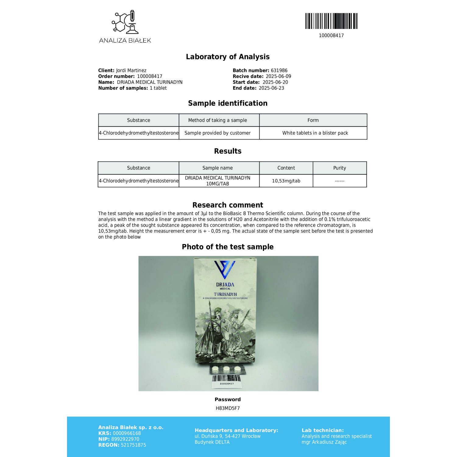 Achetez Turinadyn 10 mg (Turinabol) — Prix Tbol Turinadyn 10 mg (Turinabol)