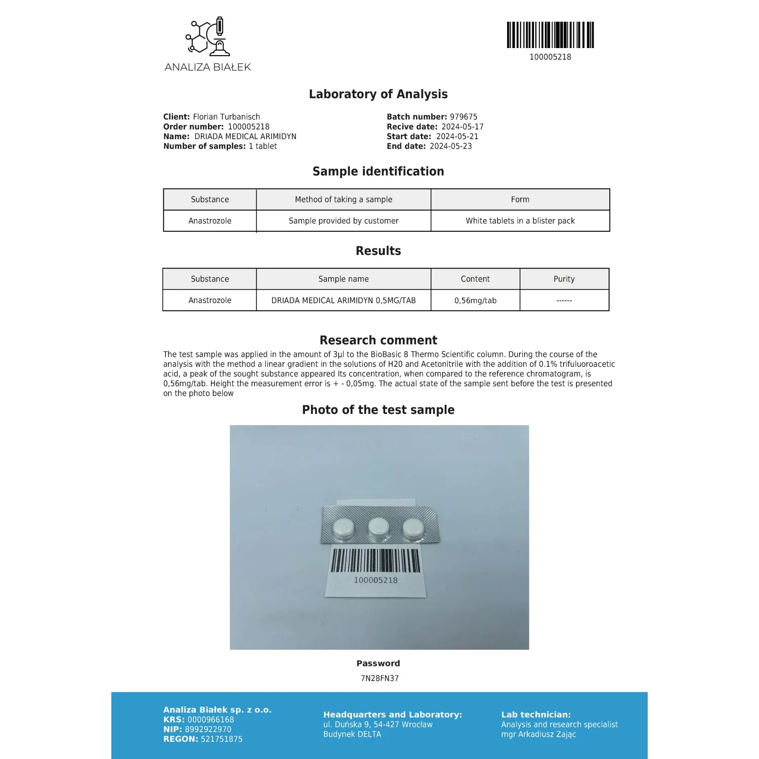 Arimidyn 0.5 mg (Anastrozole) Arimidyn 0.5 mg (Anastrozole)