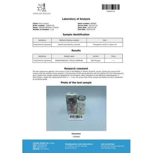 Cypilos 250 mg/ml (Testosterone Cypionate) 10ml vial