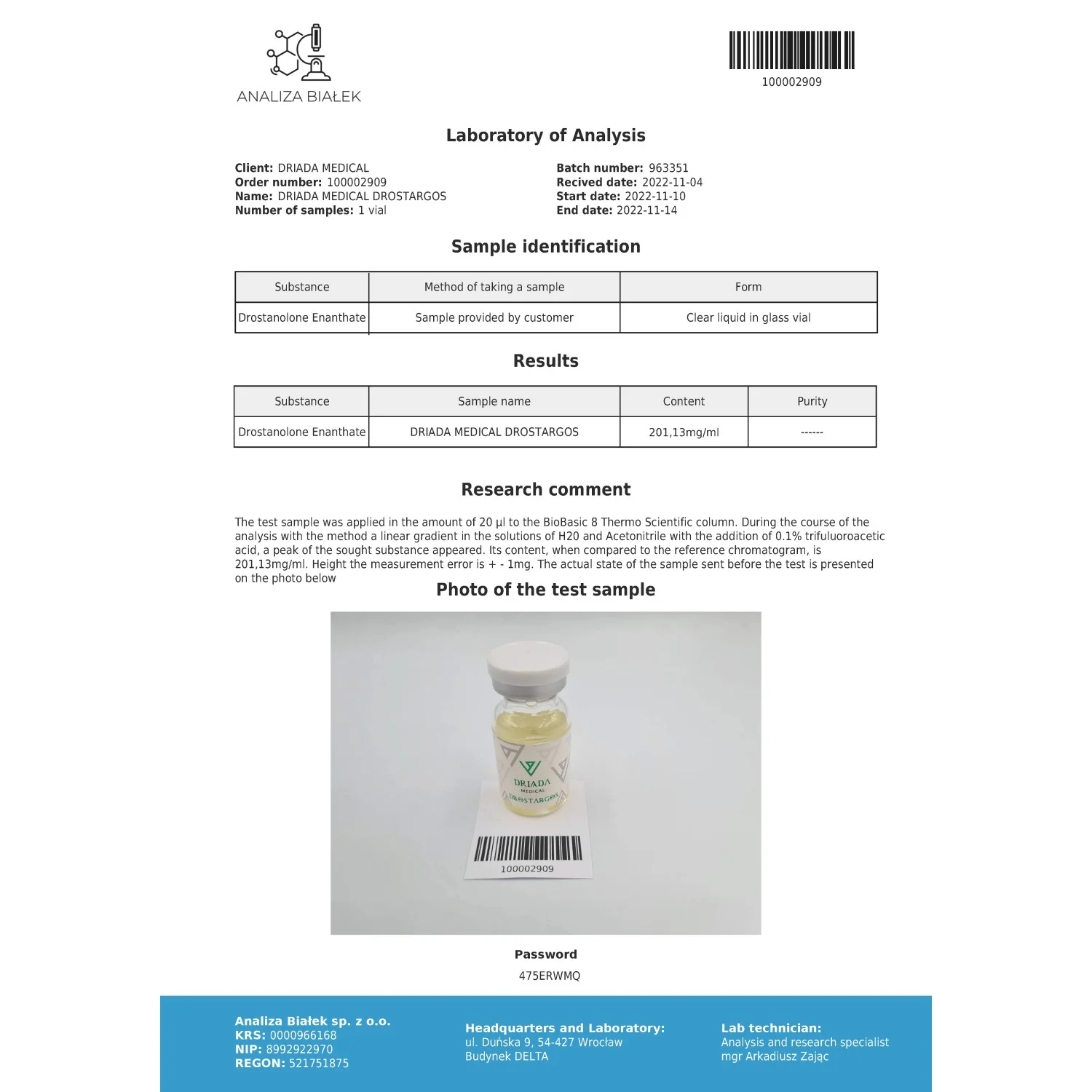 Drostargos 200 mg/ml (Drostanolone Enanthate) 10ml vial Drostargos 200 mg/ml (Drostanolone Enanthate) 10ml vial