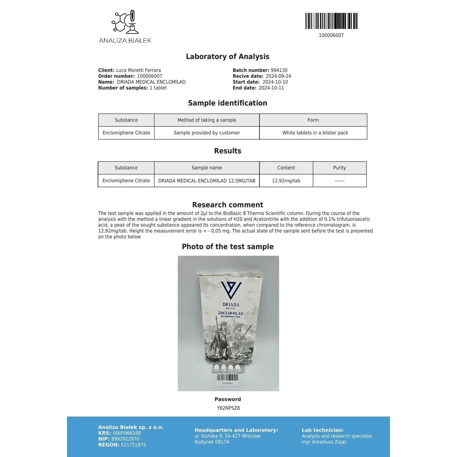 Enclomilad 12.5 mg (Enclomiphene citrate) Enclomilad 12.5 mg (Enclomiphene citrate)