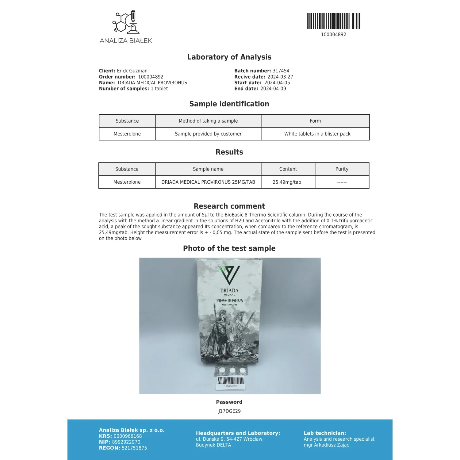 Provironus 25 mg (Mesterolone) Provironus 25 mg (Mesterolone)
