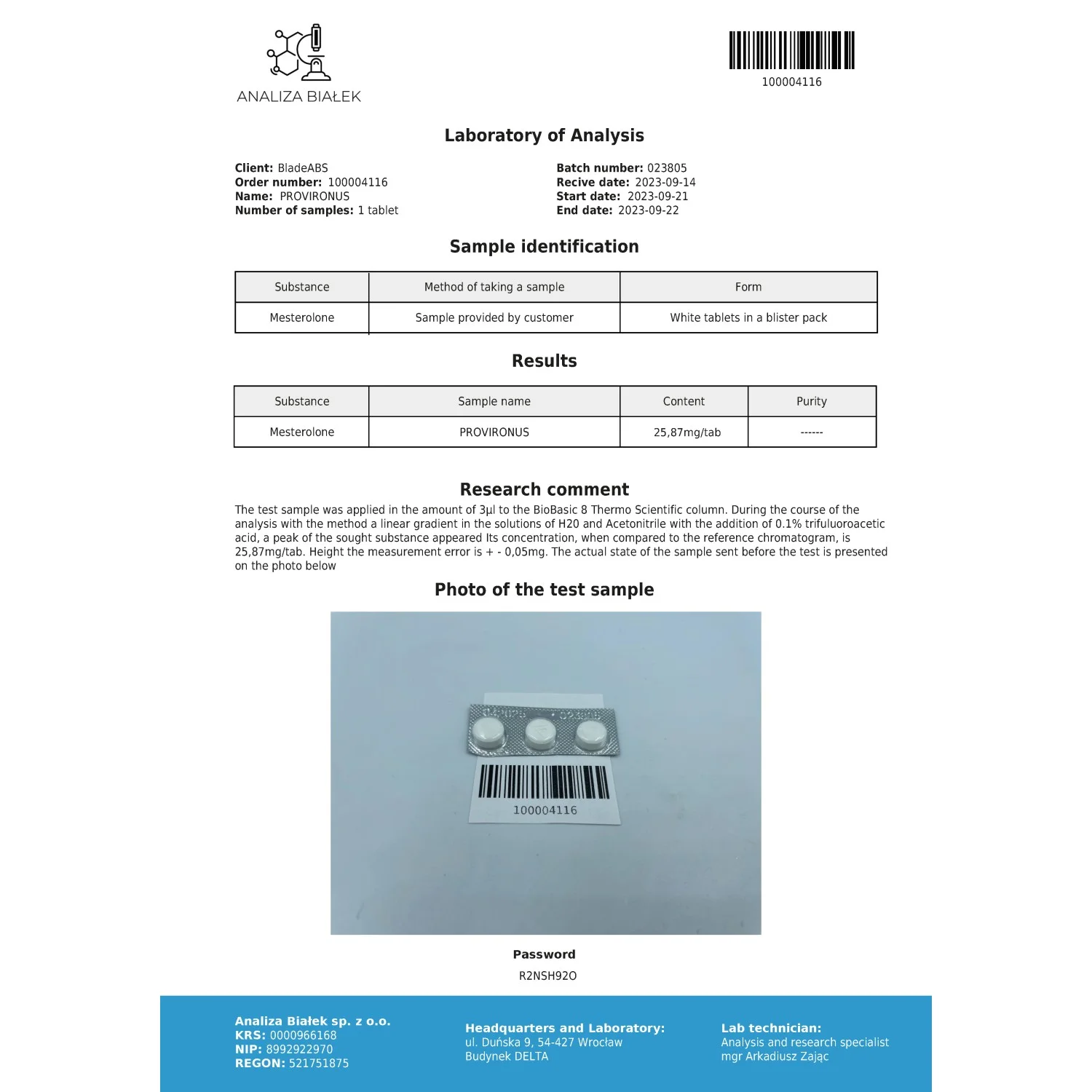 Provironus 25 mg (Mesterolone) Provironus 25 mg (Mesterolone)