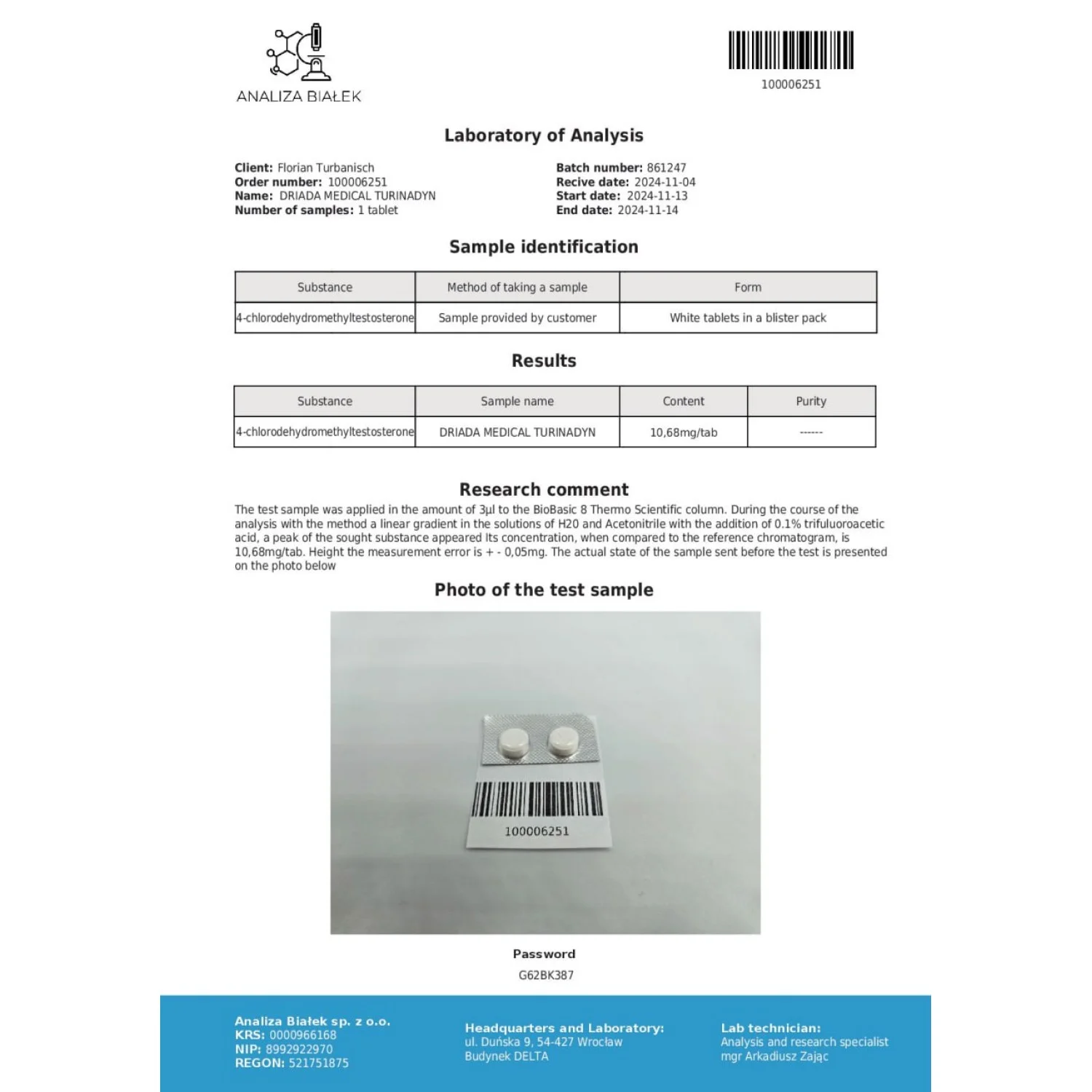Turinadyn 10 mg (Turinabol) Turinadyn 10 mg (Turinabol)