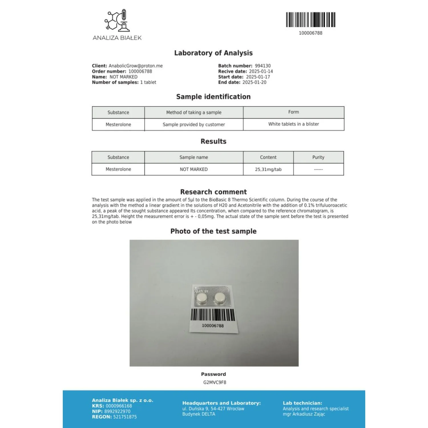 Provironus 25 mg (Mesterolone) Provironus 25 mg (Mesterolone)