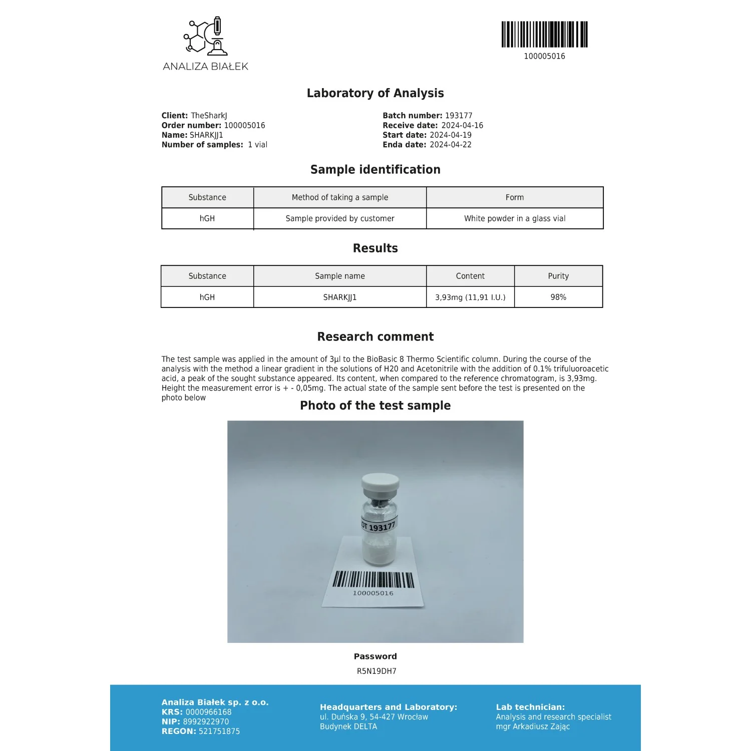 Somatropin HGH Powder 10iu Somatropin HGH Powder 10iu