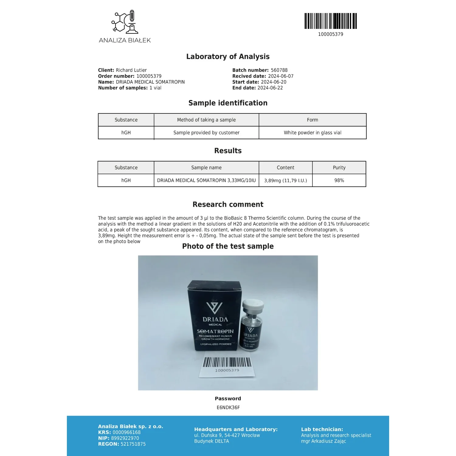 Somatropin HGH Powder 10iu Somatropin HGH Powder 10iu
