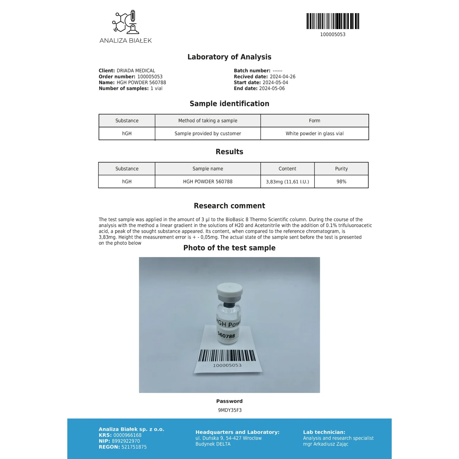Somatropin HGH Powder 10iu Somatropin HGH Powder 10iu